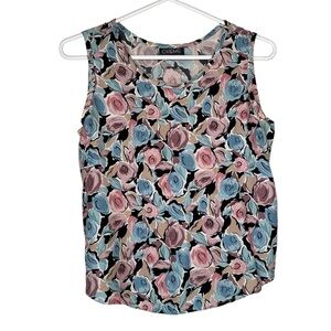 Creme Womens Round Neck Floral Top size Small